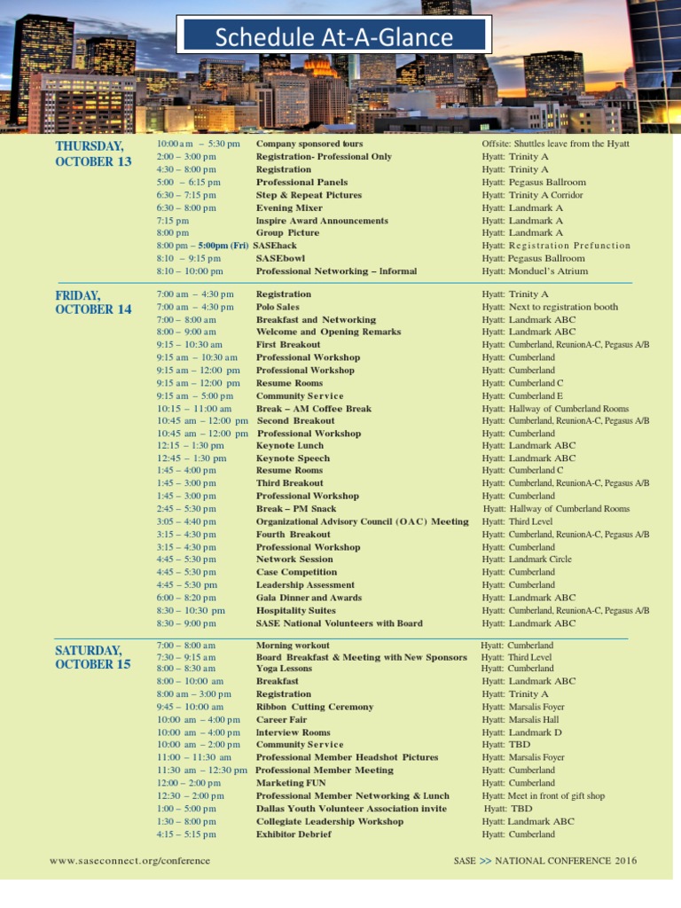 SASENC2016 Draft Schedule | PDF | Leisure | Business