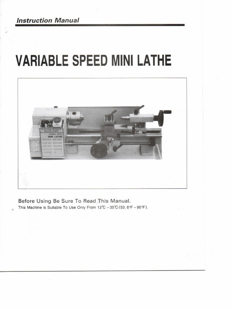 CJ18 Mini Lathe Instruction Manual