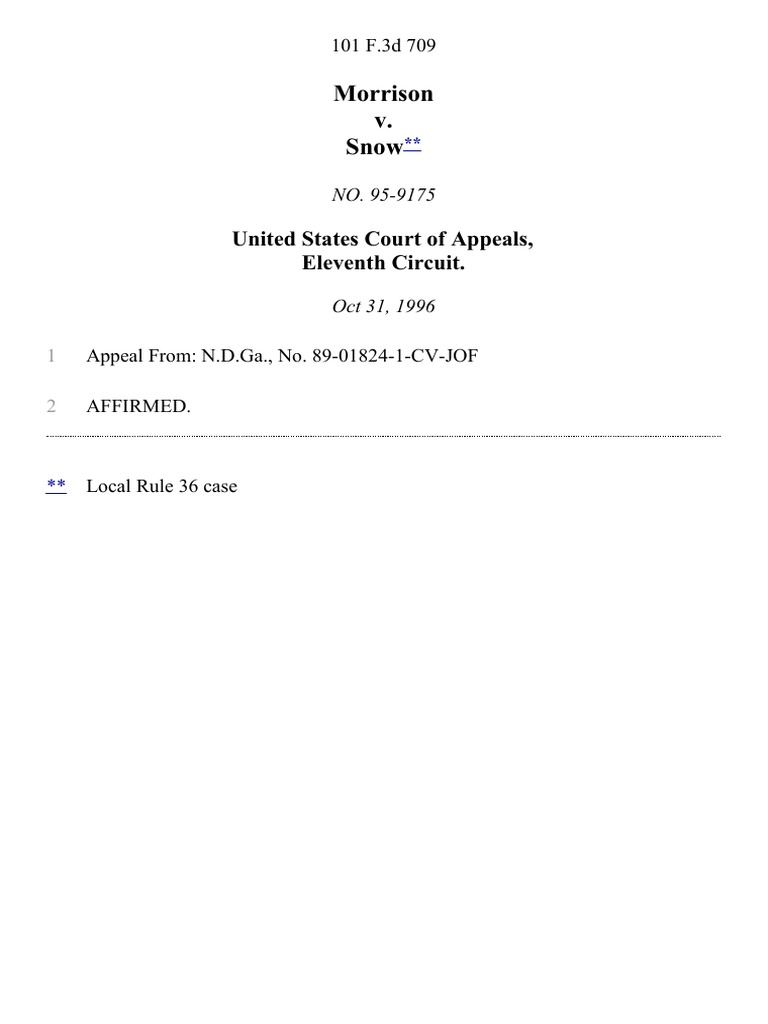 Morrison v. Snow, 101 F.3d 709, 11th Cir. (1996) PDF