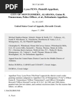 Tracy Lynn Penn v. City of Montgomery, 381 F.3d 1059, 11th Cir. (2004)