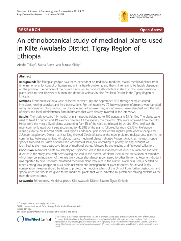 ethnobotanical study of medicinal plants research paper