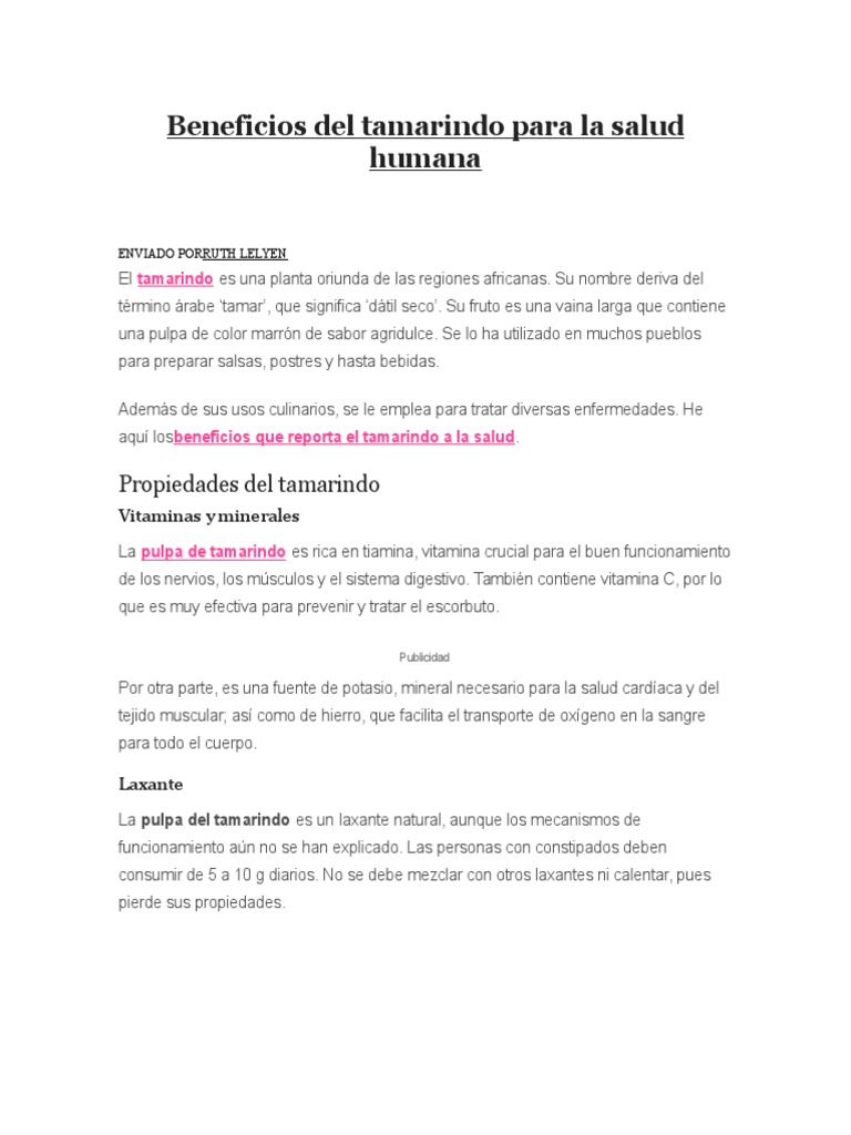 Beneficios Del Tamarindo Para La Salud Humana Legumbre Vitamina