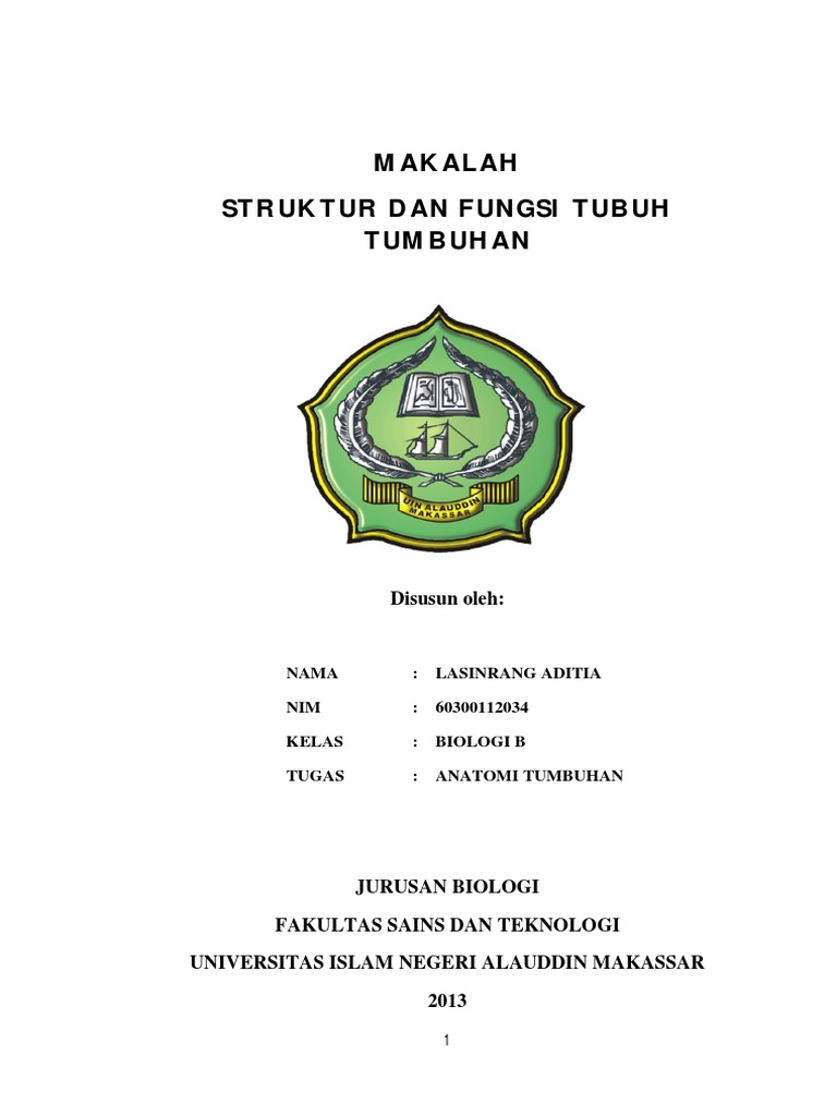  Makalah  Struktur Dan  Fungsi Tubuh Tumbuh