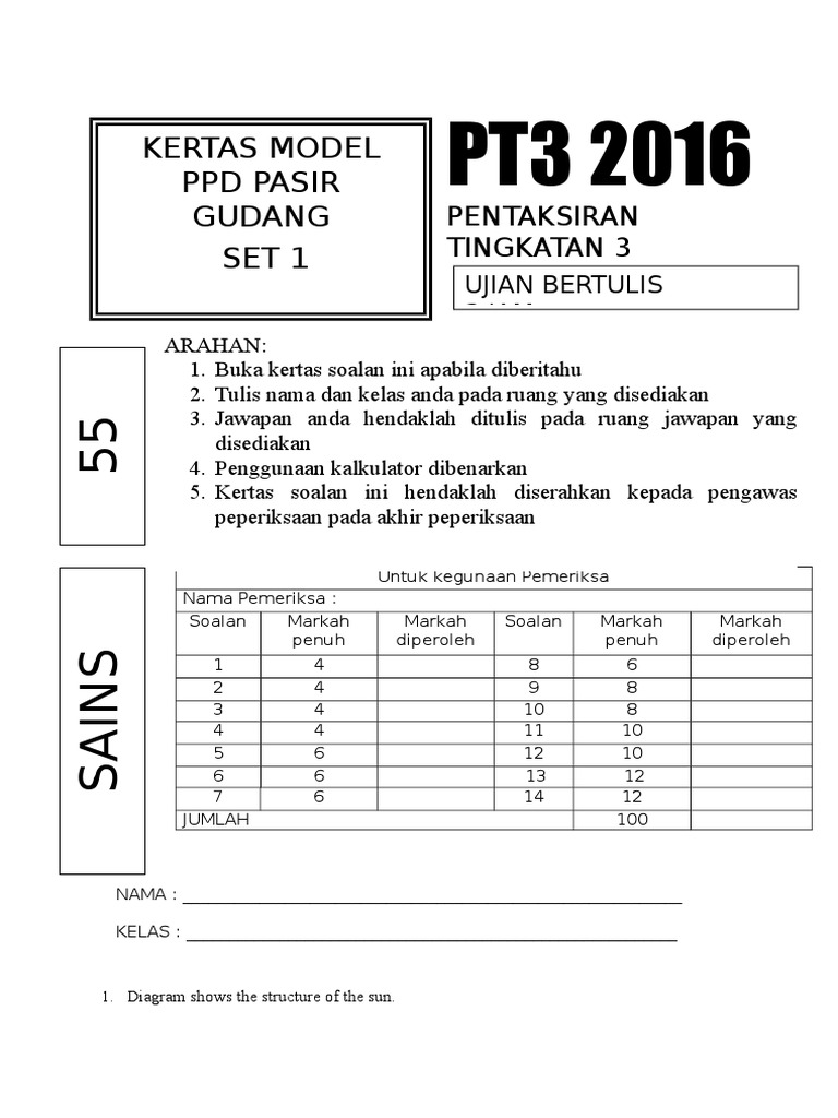 Modul Soalan Sains Pt3 Set 1 Pdf