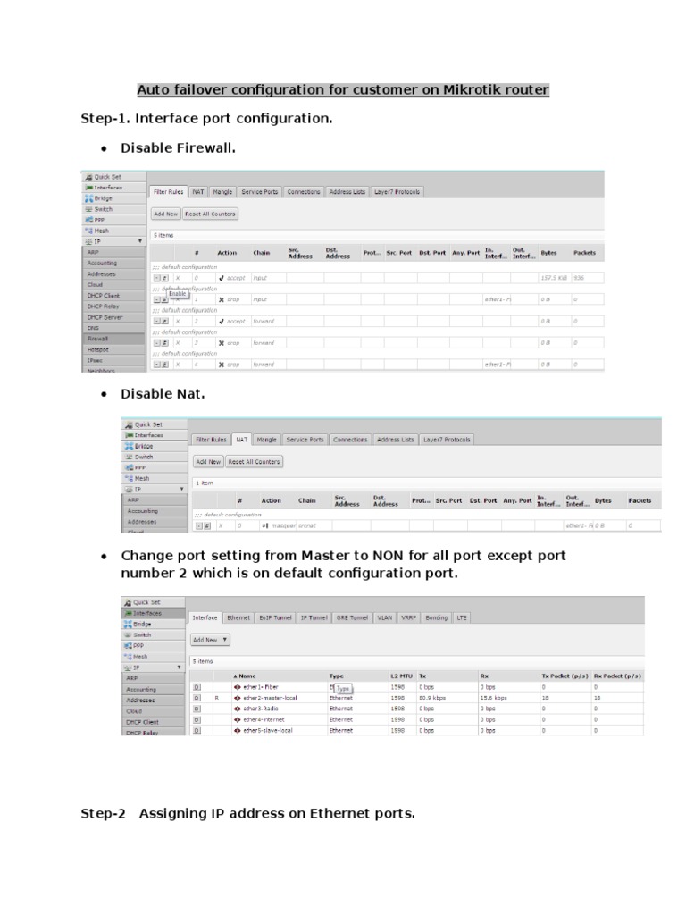 Auto Failover Configuration For Customer On Mikrotik Router | PDF | Ip ...
