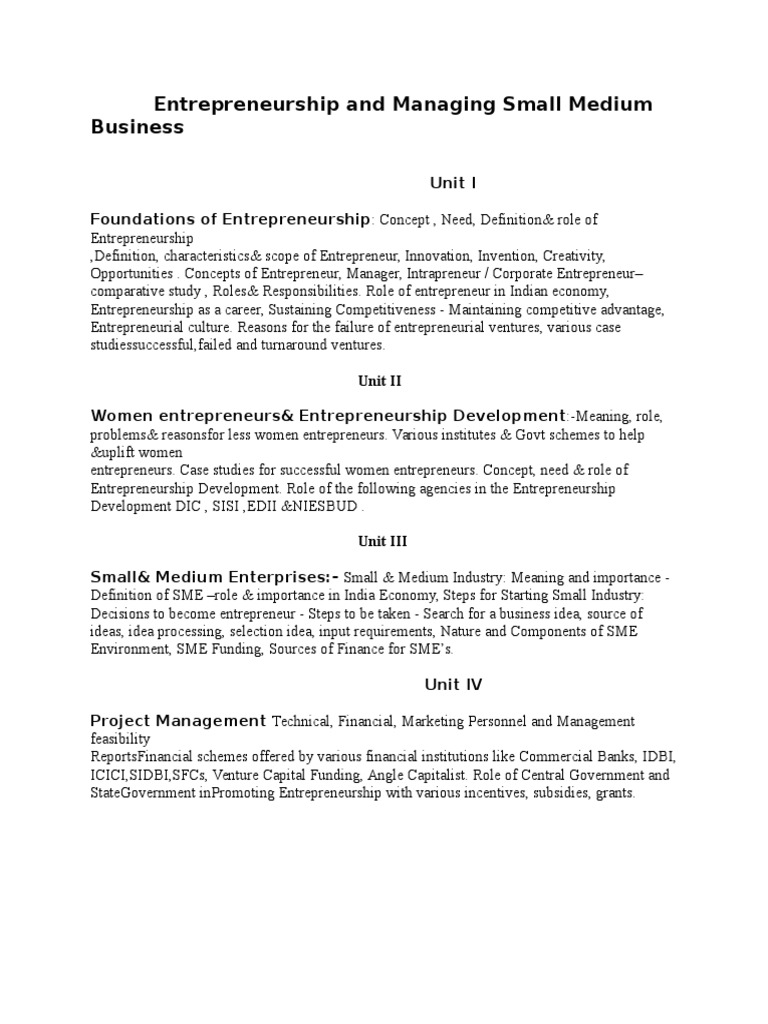 Entrepreneurship and Managing Small Medium Business | PDF | Business