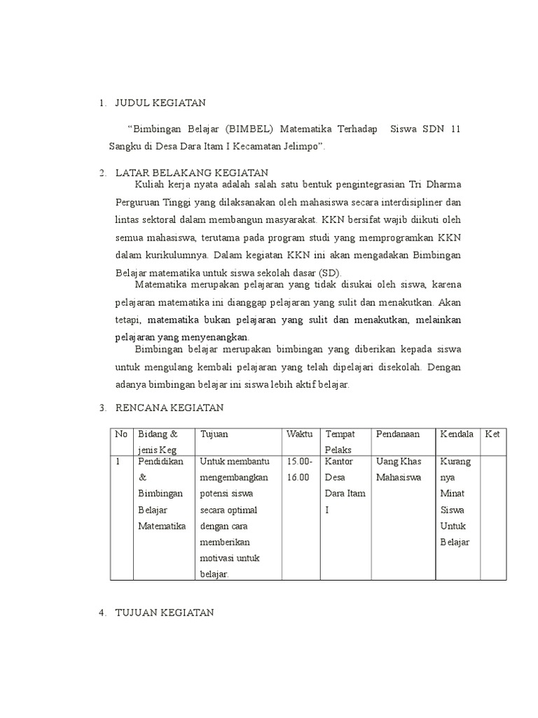 Contoh Format Laporan Kegiatan Individu PDF