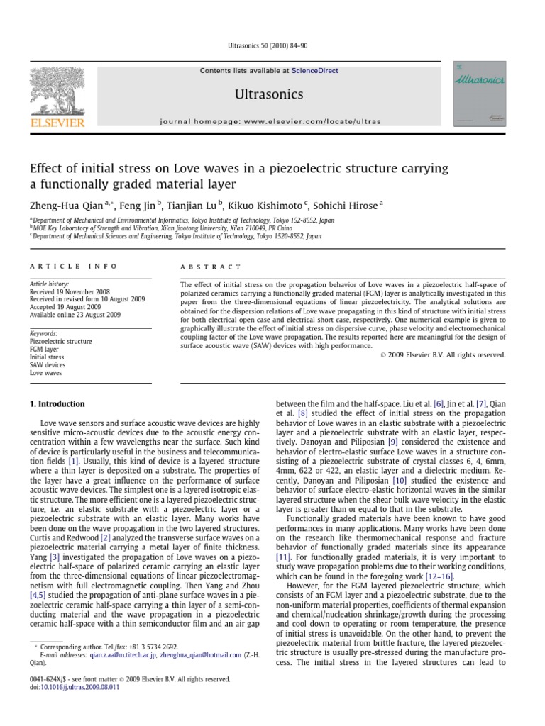 Initial Stress Effects on Love Waves in FGM | PDF | Piezoelectricity ...