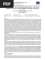 The Metaphors On International Intervention: A Discourse Analysis of The Sri Lankan English Newspaper Editorials