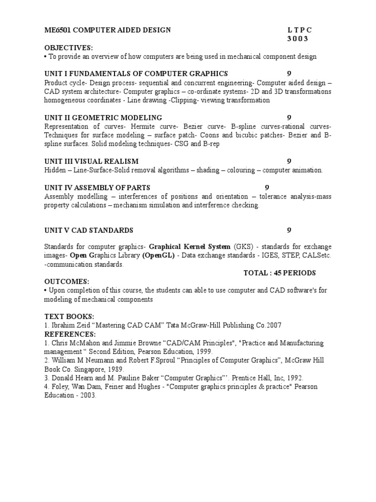 CAD Syllabus | PDF | Computer Aided Design | Sensor