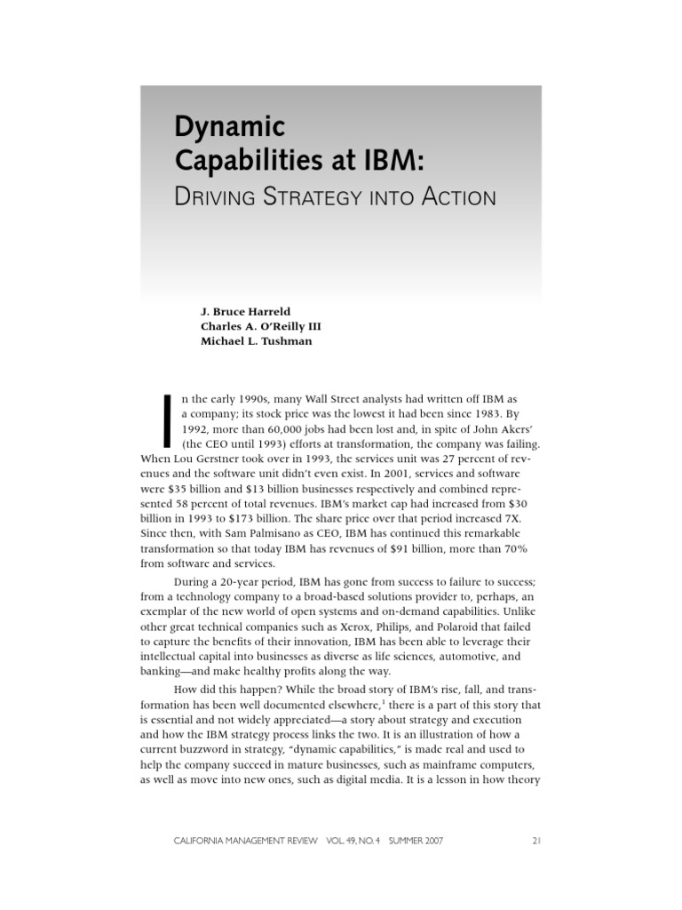 Dynamic Capabilities at IBM | PDF | Strategic Management | Competence ...