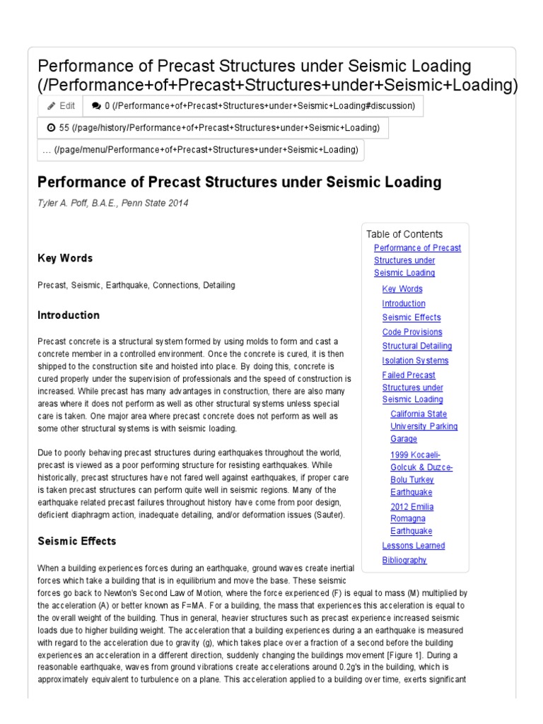 Seismic Performance of Precast Structures | PDF | Earthquakes | Precast ...