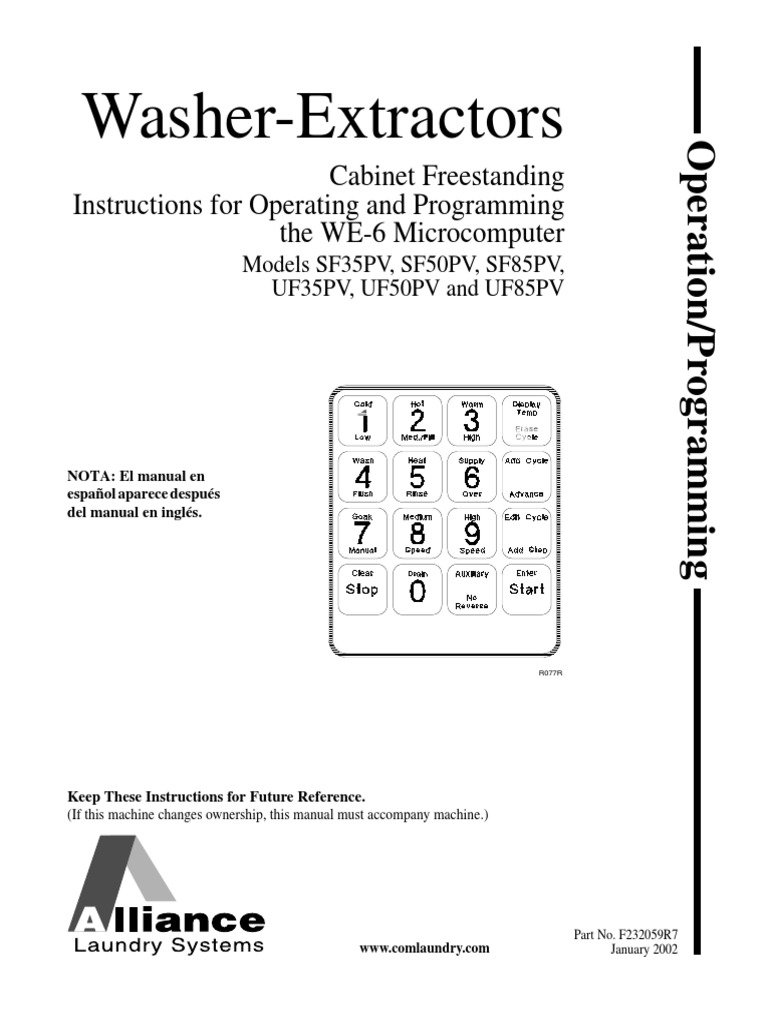 Unimac, Washer, WE6 Programming PDF Power Inverter