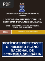Políticas Públicas e o Primeiro Plano Nacional de Economia Solidária