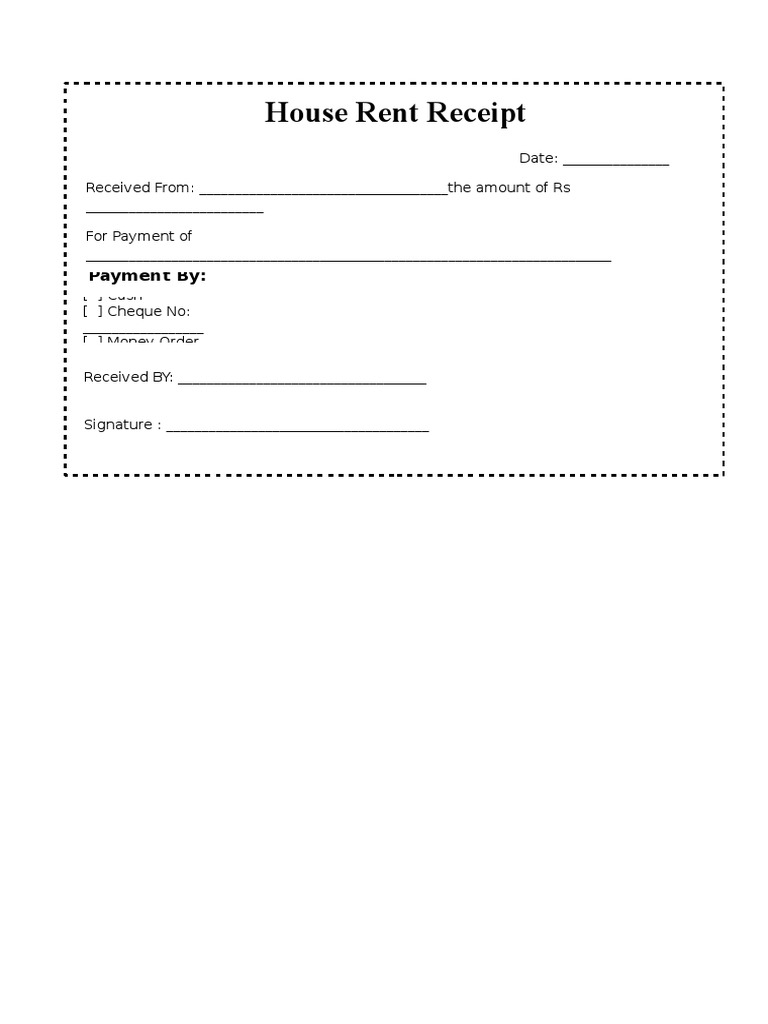 House Rent Payment Receipt Template | PDF
