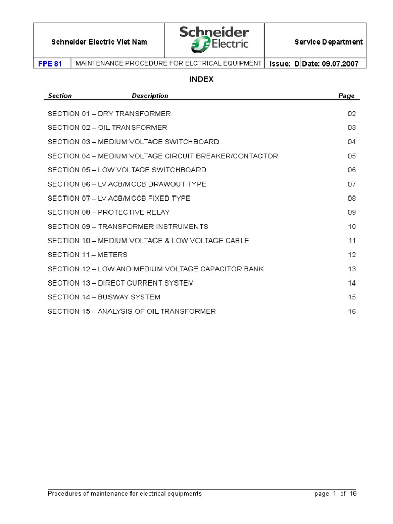 Procedure of Maintenance For Electrical Equipment PDF Insulator