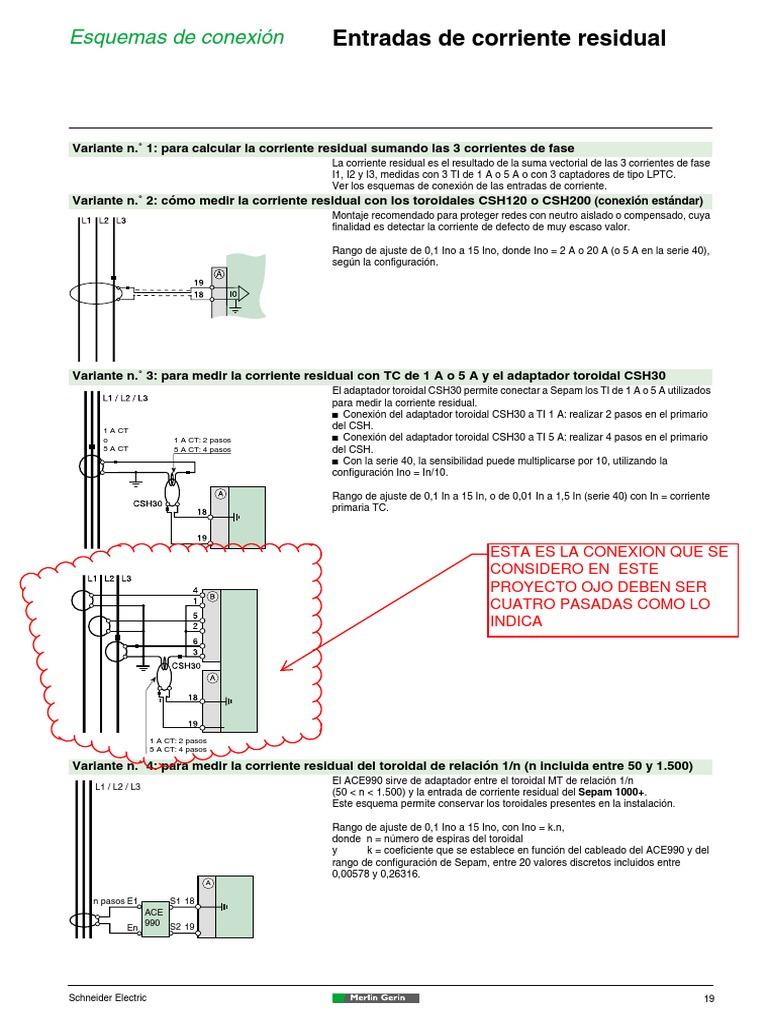 Conexión Corriente Residual CSH30 | PDF