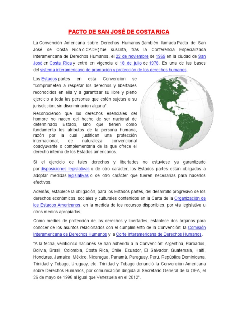 Pacto de San José de Costa Rica Gobierno Política