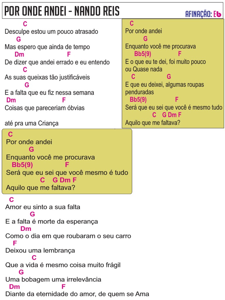 Letra Da Música Nando Reis Por Onde Andei