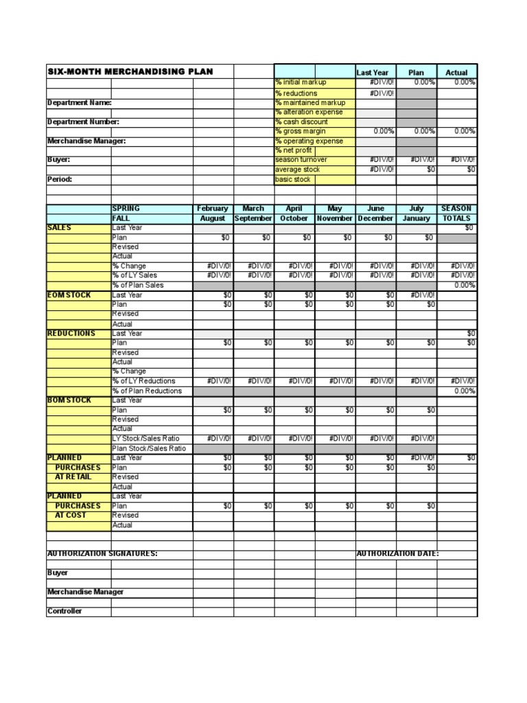 Six-Month Merchandising Plan Overview | PDF | Gross Margin | Merchandising