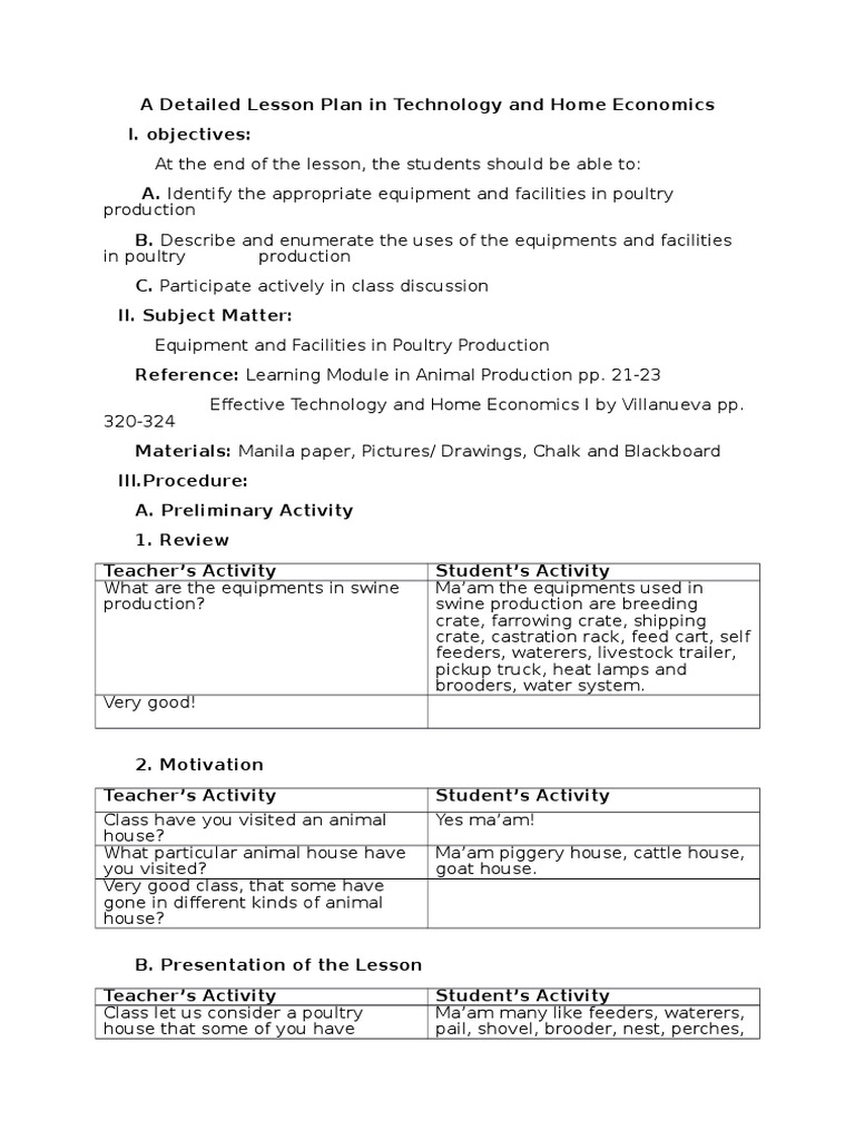 126360041 a Detailed Lesson Plan in Technology and Home Economics ...