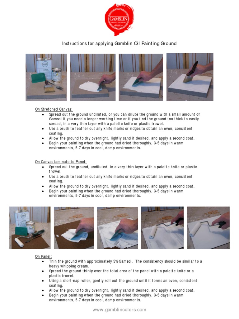 Instructions For Applying Gamblin Oil Painting Ground PDF