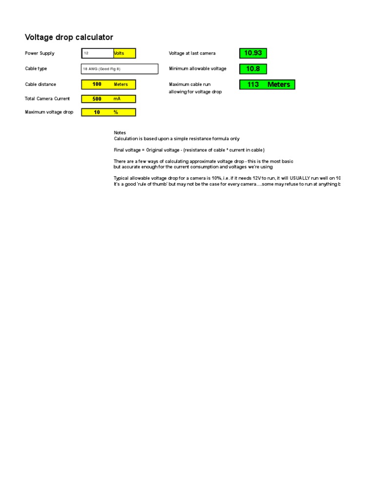 12V Voltage Drop Calculation Guide | PDF | Volt | Electrical Resistance ...
