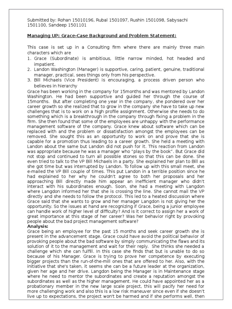 Managing UP GraceCase Background and Problem Statement PDF