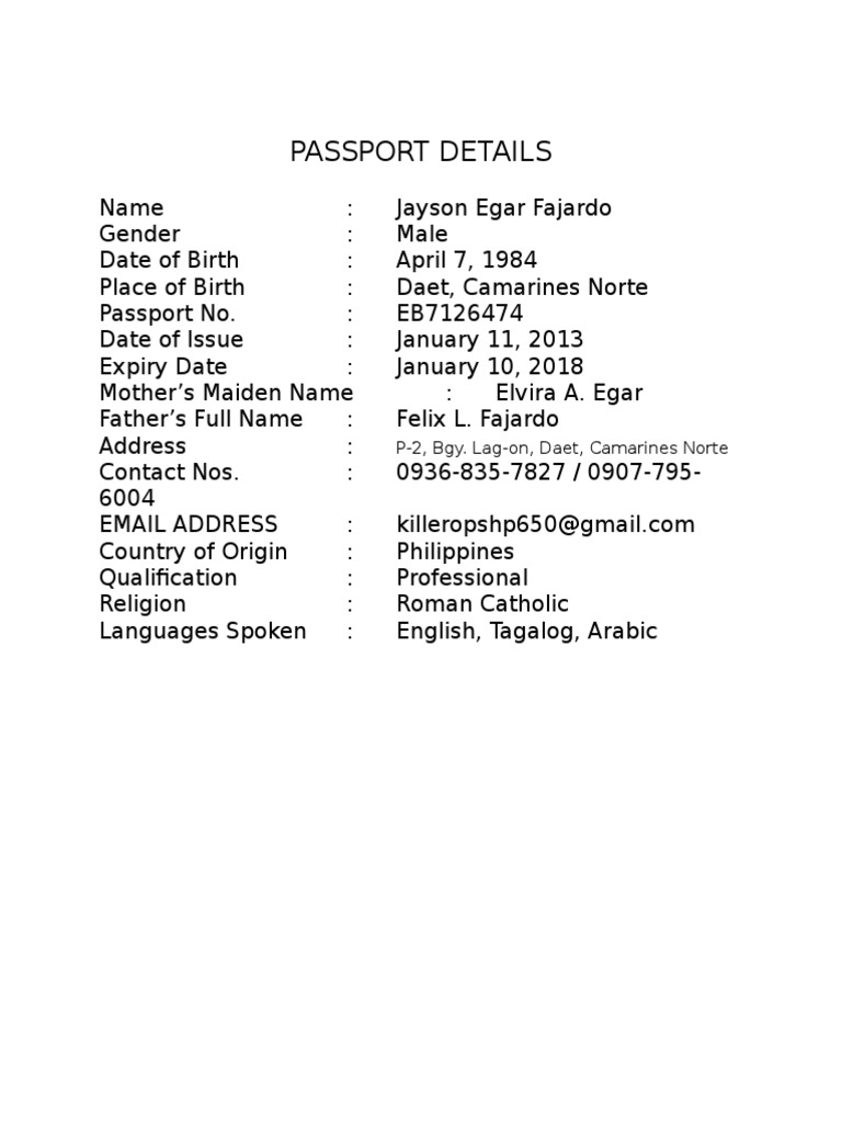 Passport Details Docxjay Pdf