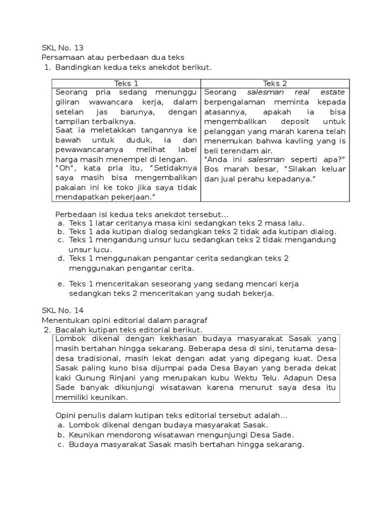 Soal Bahasa Indonesia