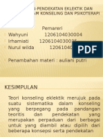 Pendektan-Pendekatan Eklektik Dan Sinergis Dalam Konseling Dan Psikoterapi