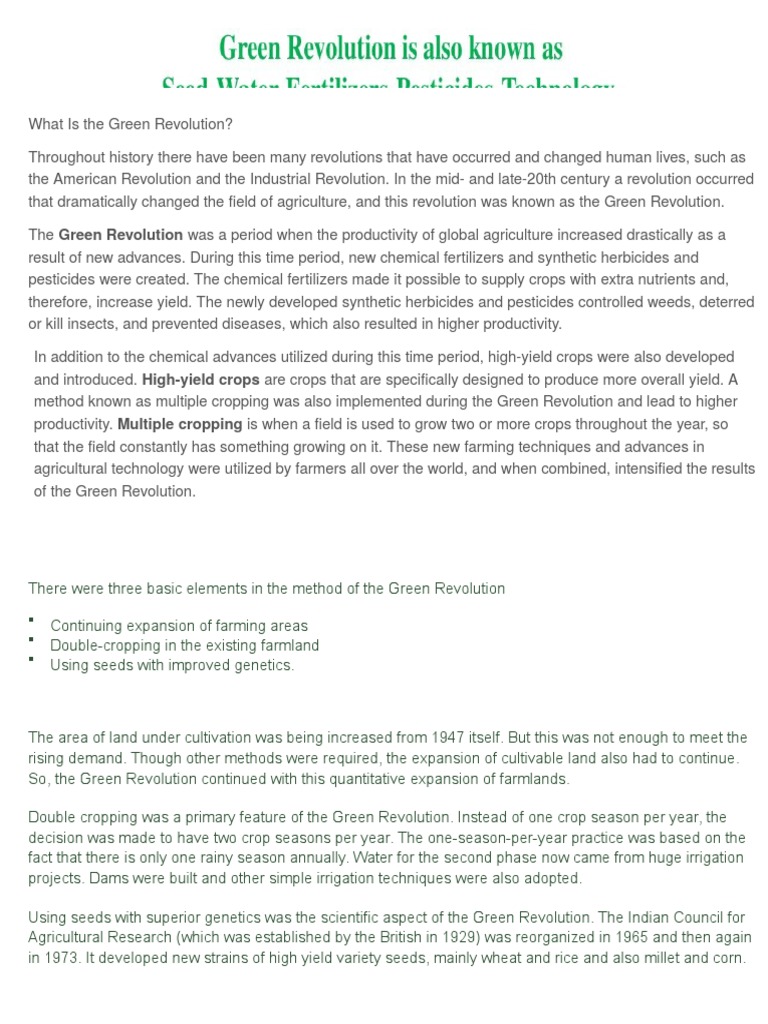 Understanding the Green Revolution | PDF | Green Revolution | Wheat