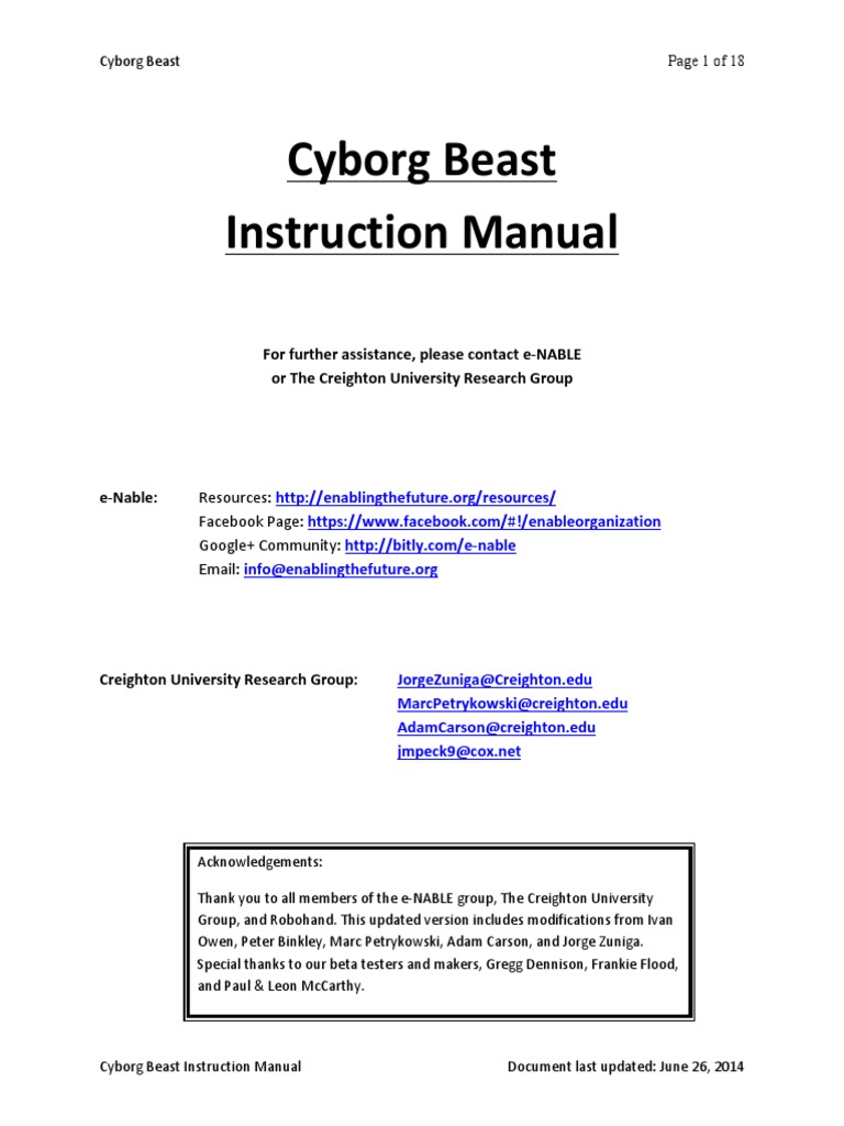 Cyborg Beast Instruction Manual | PDF | Prosthesis | Finger