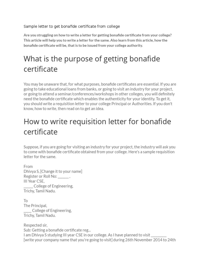 Sample letter to get bonafide certificate from college.docx