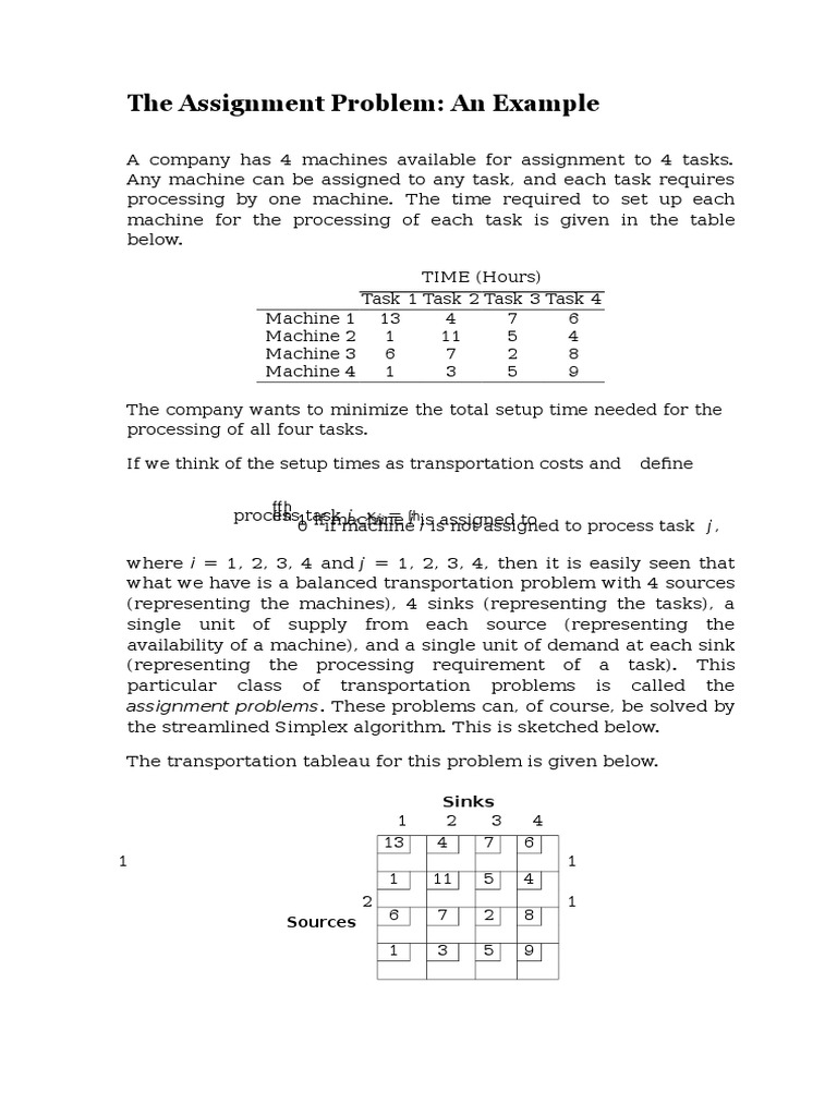 The Assignment Problem: An Example: Assignment Problems. These Problems ...