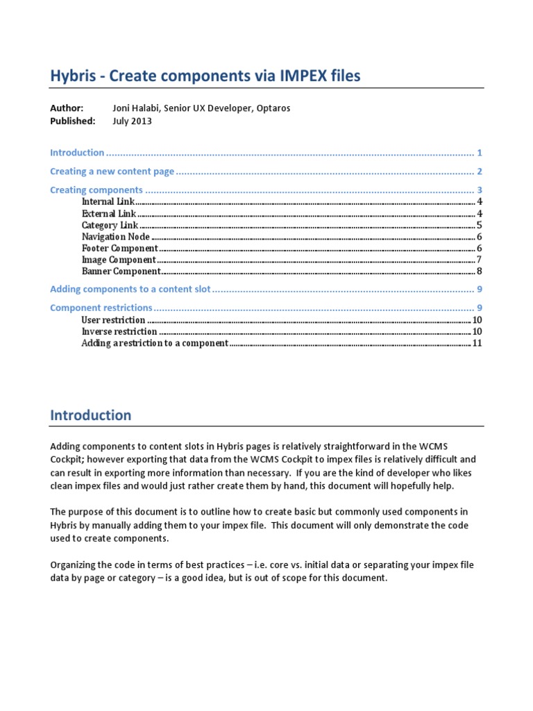 Creating Components via IMPEX in Hybris | PDF | Identifier | Databases