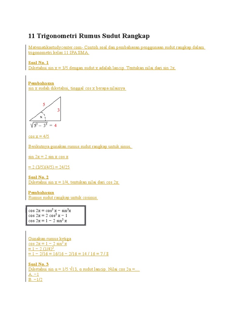 11 Trigonometri Rumus Sudut Rangkap