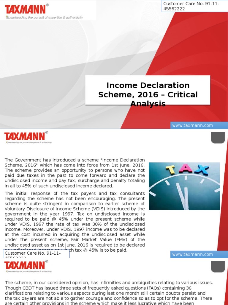 Declaration Scheme 2016 Critical Analysis PDF Fair Market