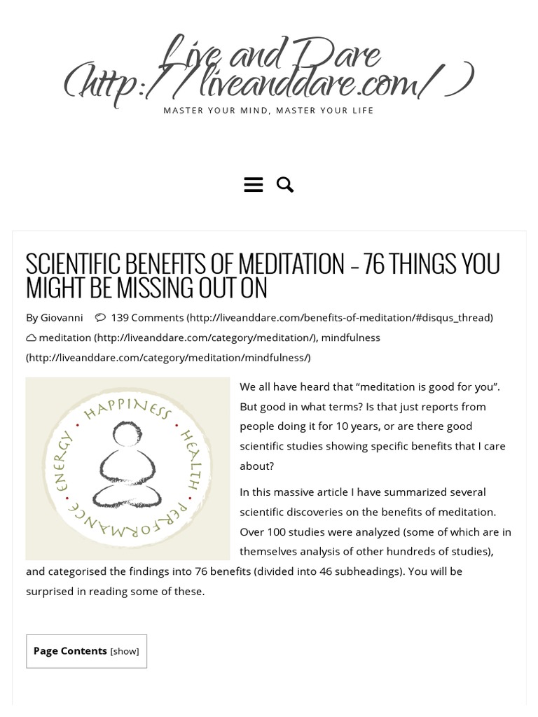 76 Scientific Benefits of Meditation Mindfulness SelfImprovement