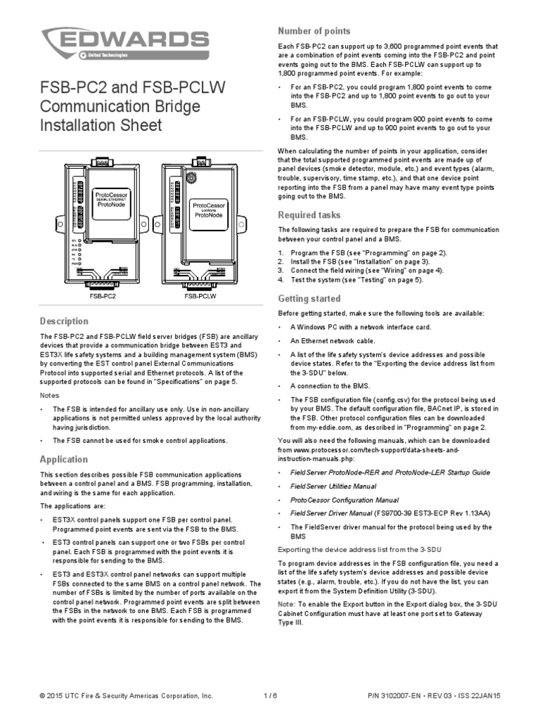 3102007 En R03 Fsb Pc2 And Fsb Pclw Communication Bridge Installation