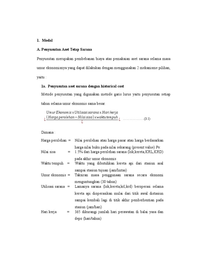 Perhitungan Biaya Operasi Kereta Api Pdf