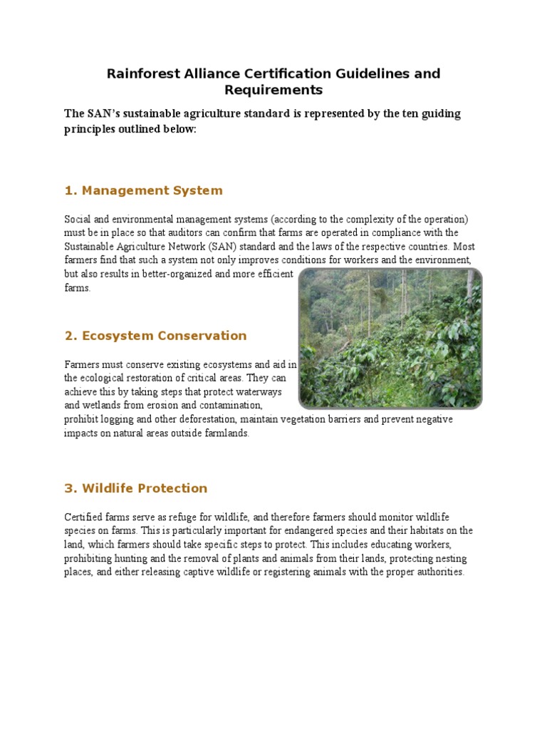 Rainforest Alliance Certification Guidelines | PDF | Sustainability ...