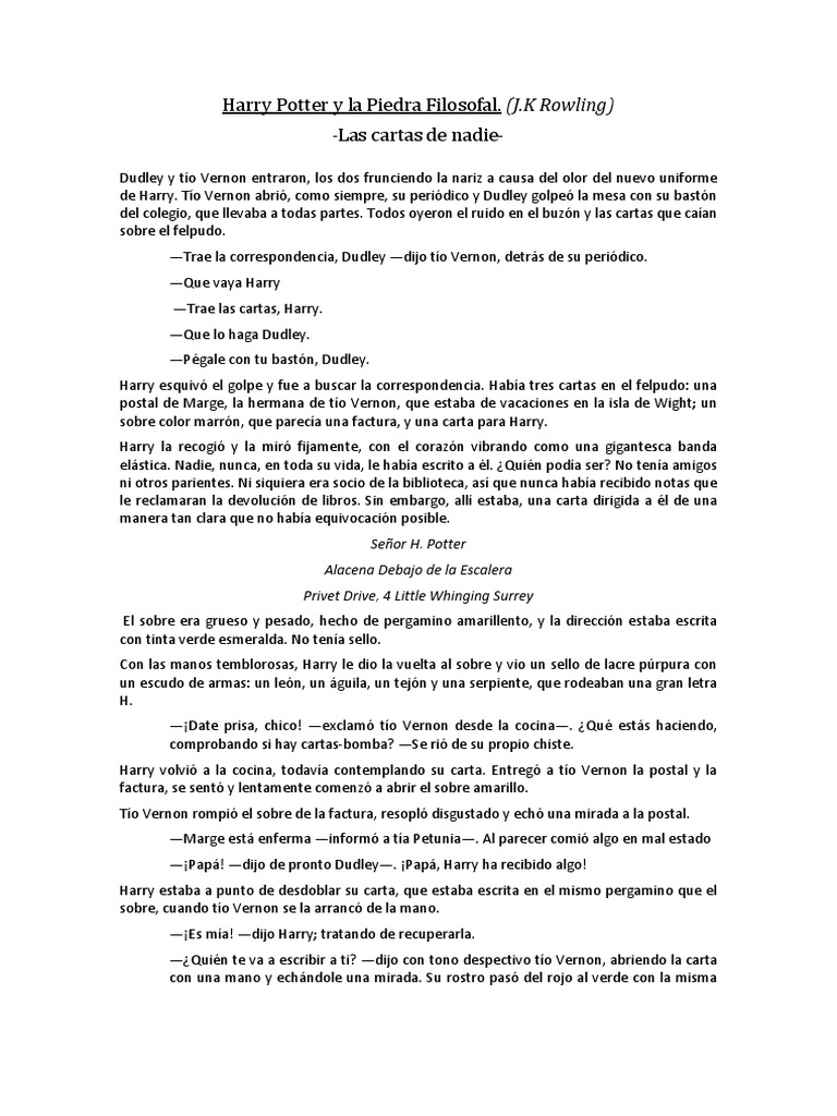 Harry Potter Las Cartas de Nadie  Harry Potter  J. K. Rowling