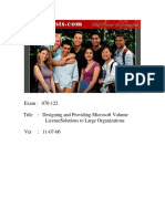 Exam: 070-122 Title: Designing and Providing Microsoft Volume Licensesolutions To Large Organizations Ver: 11-07-06