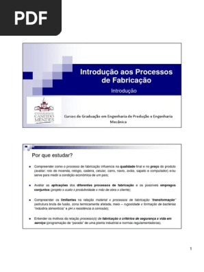18+ Introdução Aos Processos De Fabricação Pdf