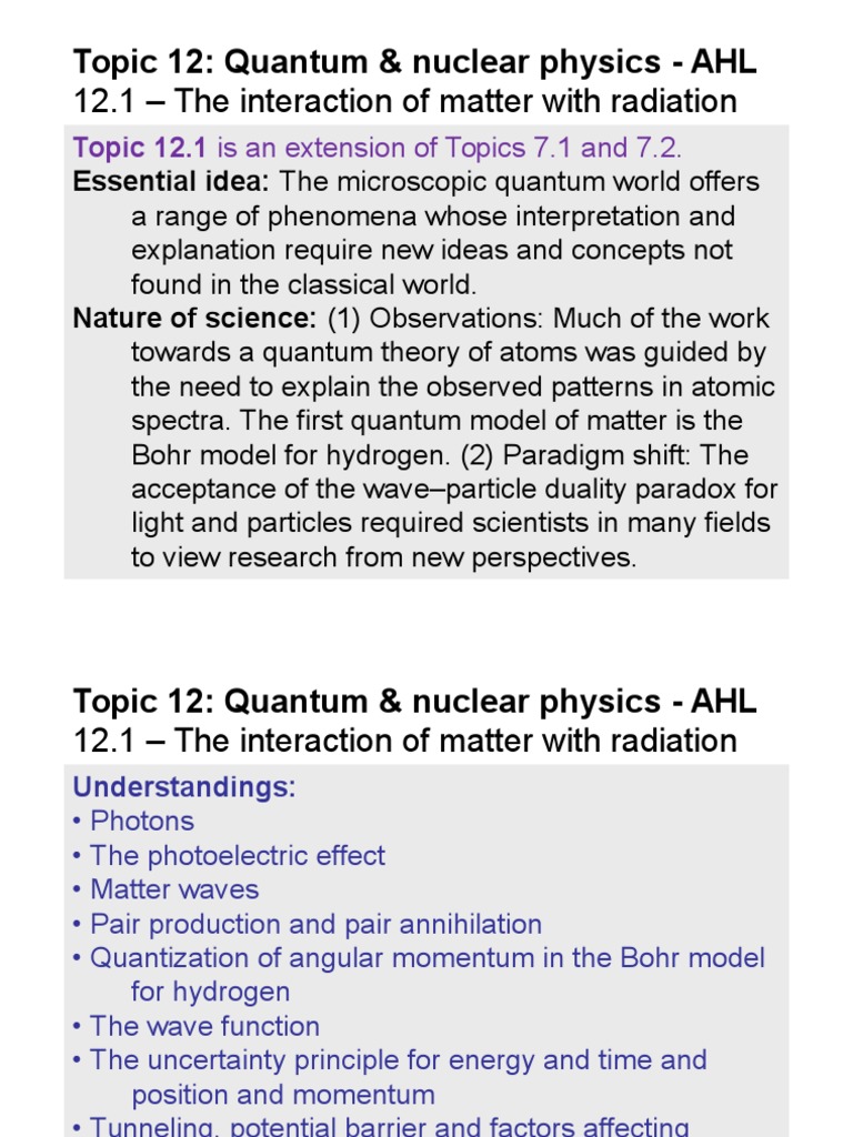 Interaction of Matter with Radiation | PDF | Photoelectric Effect ...