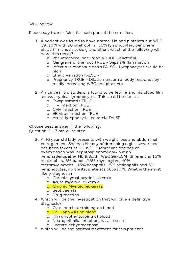 WBC Review | PDF | White Blood Cell | Leukemia