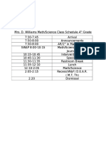 D Williams Class Schedule 2016