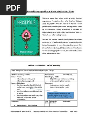 Persepolis Lesson Plans Lesson Plan Reading Process - 