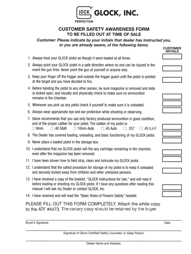 Customer Safety Awareness Form | PDF